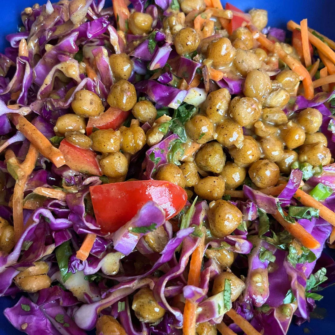 Chopped Thai Chickpea Salad with Curry Peanut Dressing