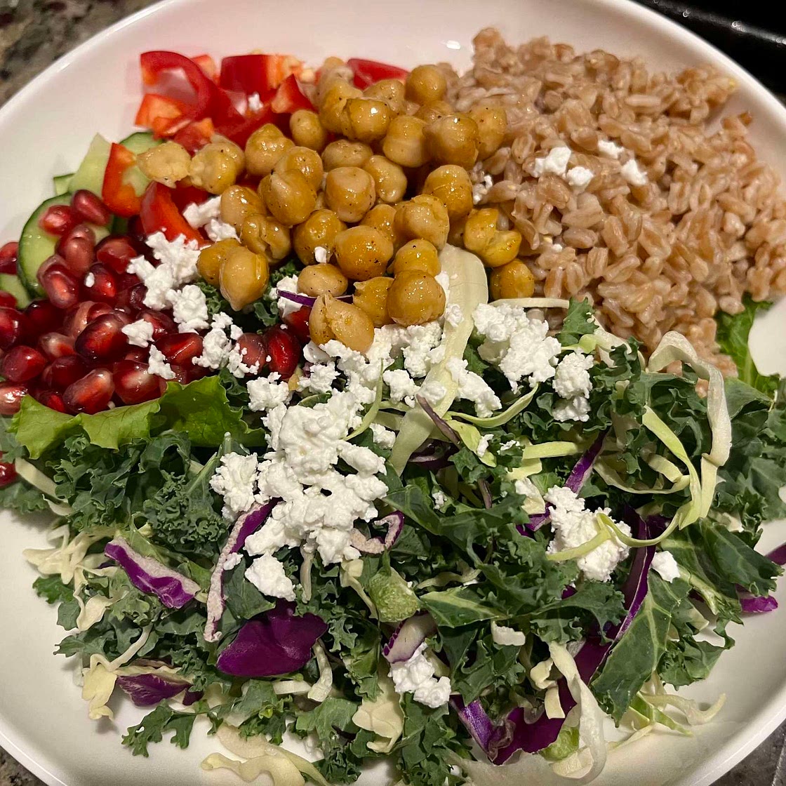 Crispy chickpea and farro salad 