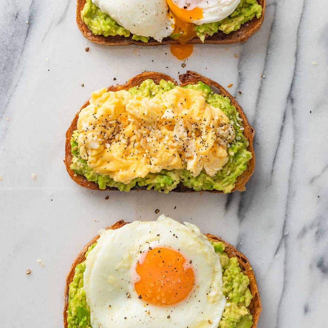 Roasted bread with avocados