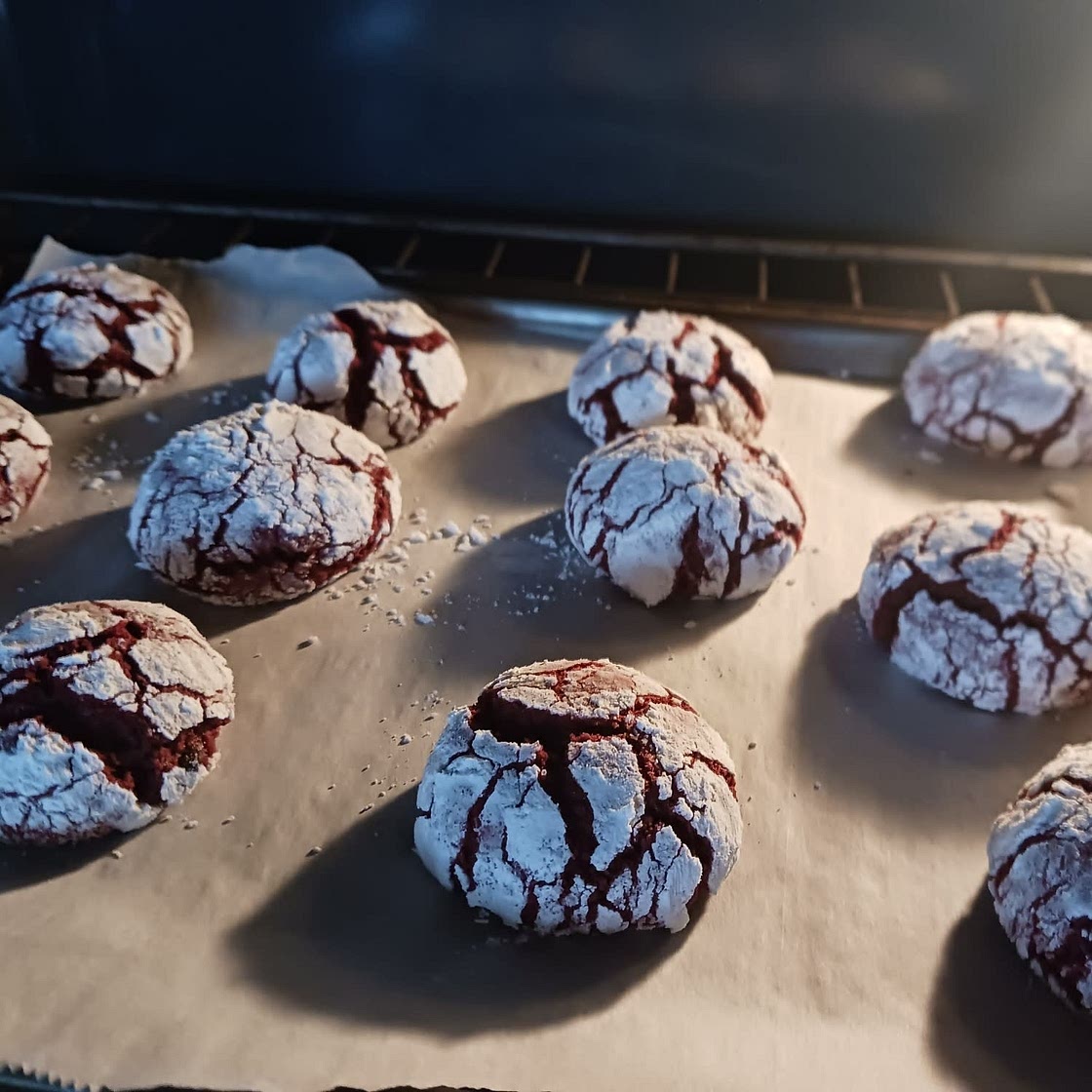 Red Velvet Crinkle Cookies
