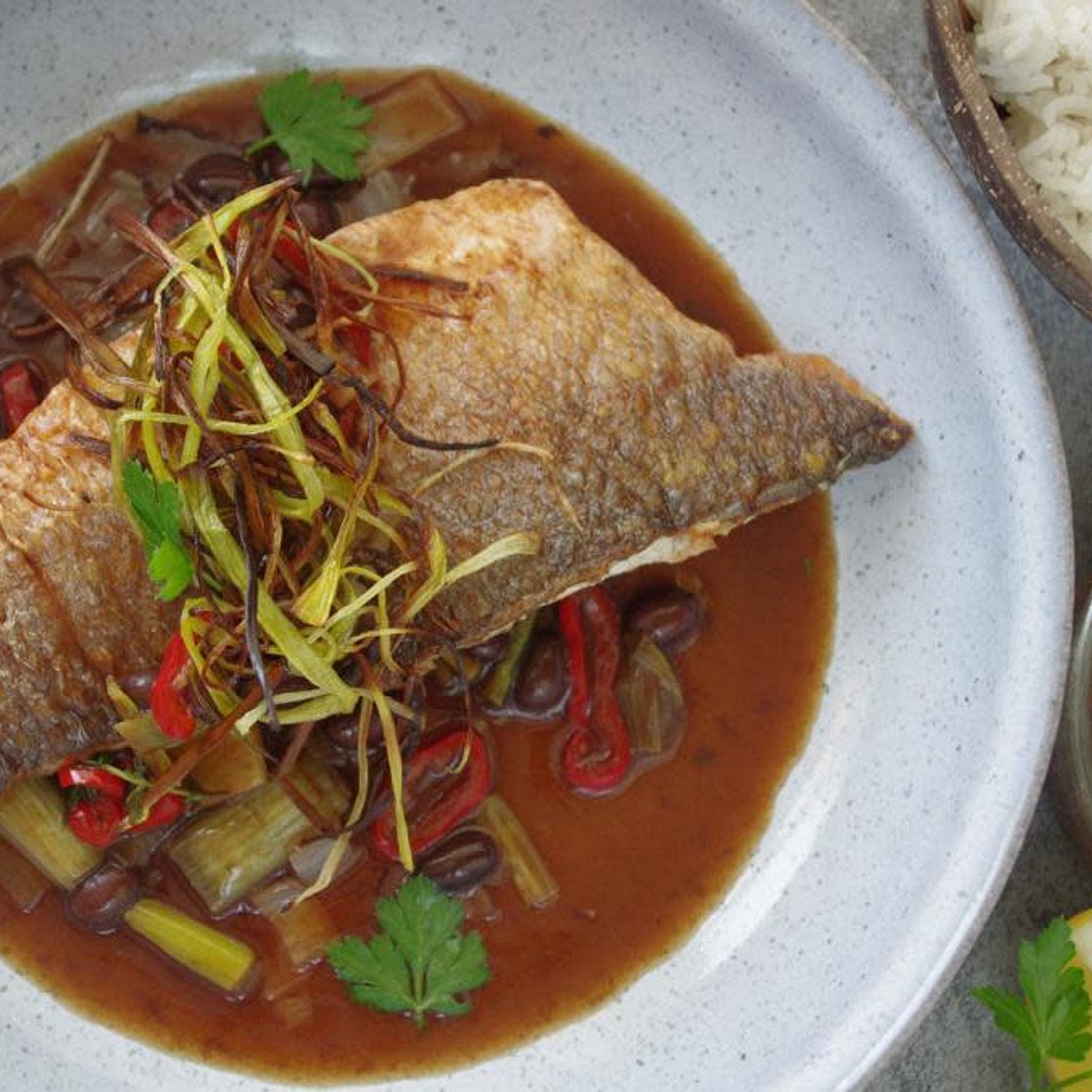 Sea bass with black bean sauce