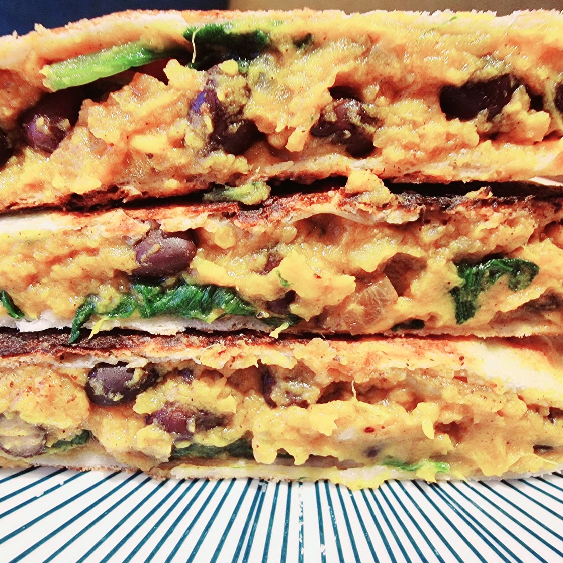 Sweet Potato and Black Bean and Spinach Quesadilla