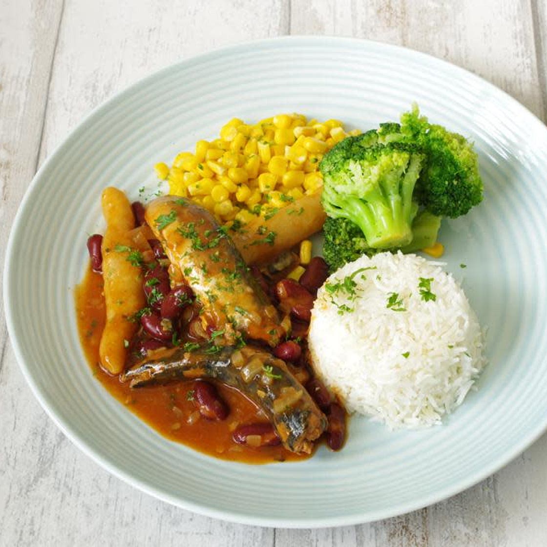 Mackerel and kidney beans