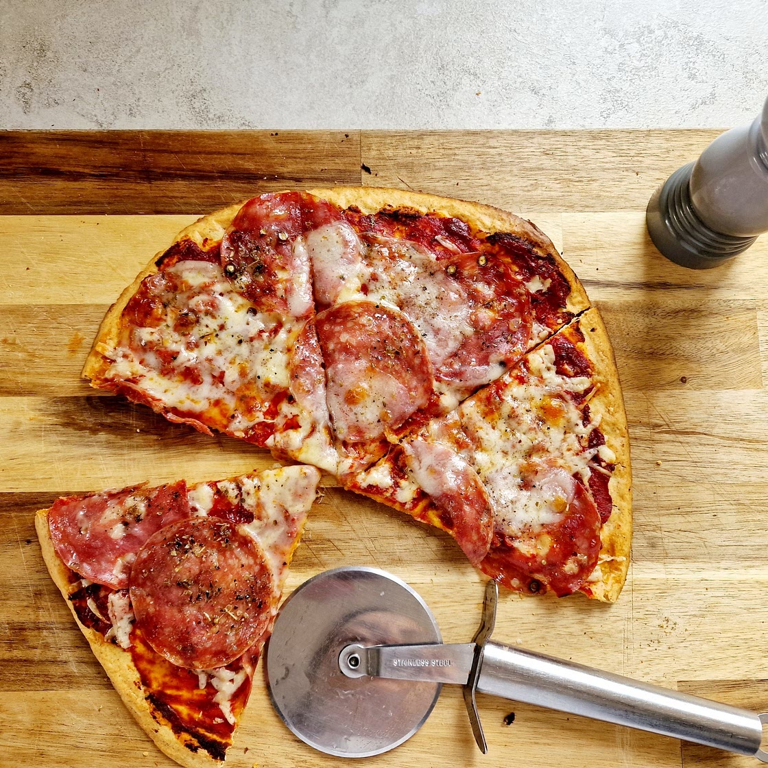 Gluten Free Salami and Mozzarella Pizza with Lentil Pizza Base