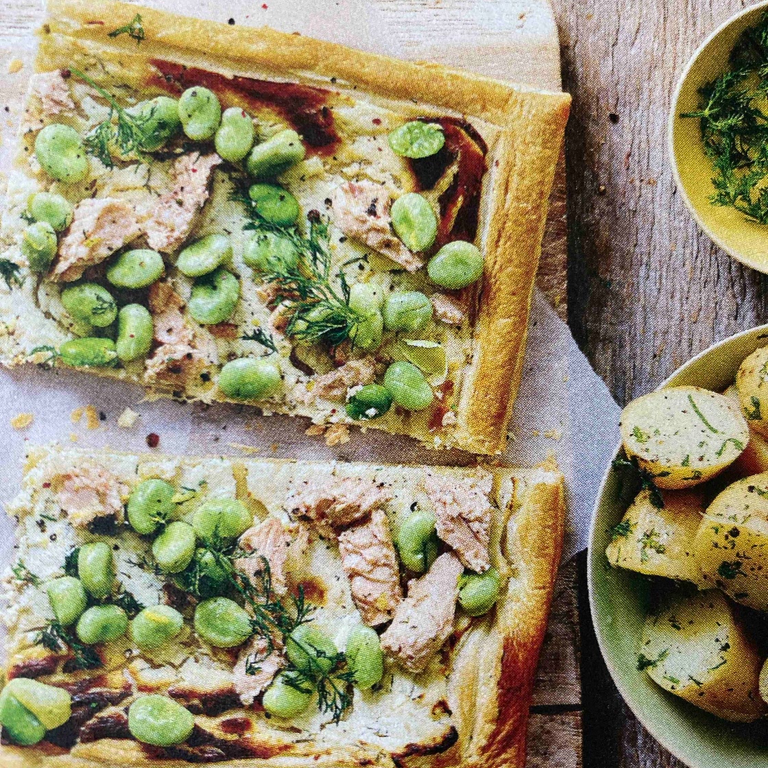 SALMON & BROAD BEAN TART