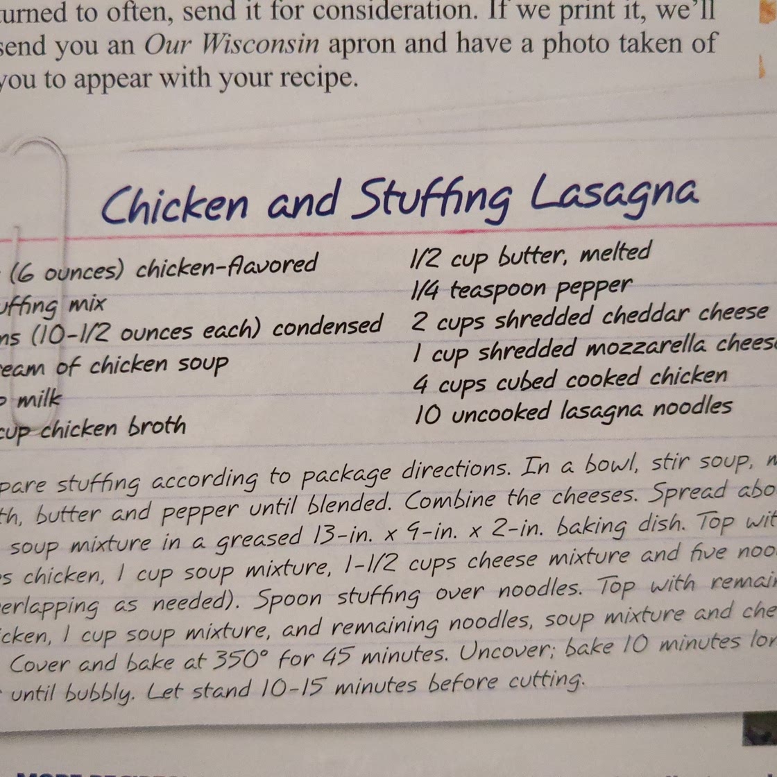 Chicken and Stuffing Lasagna