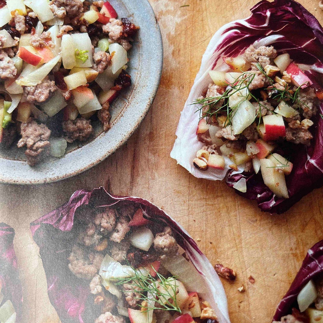Apple, fennel, and pork radicchio wraps