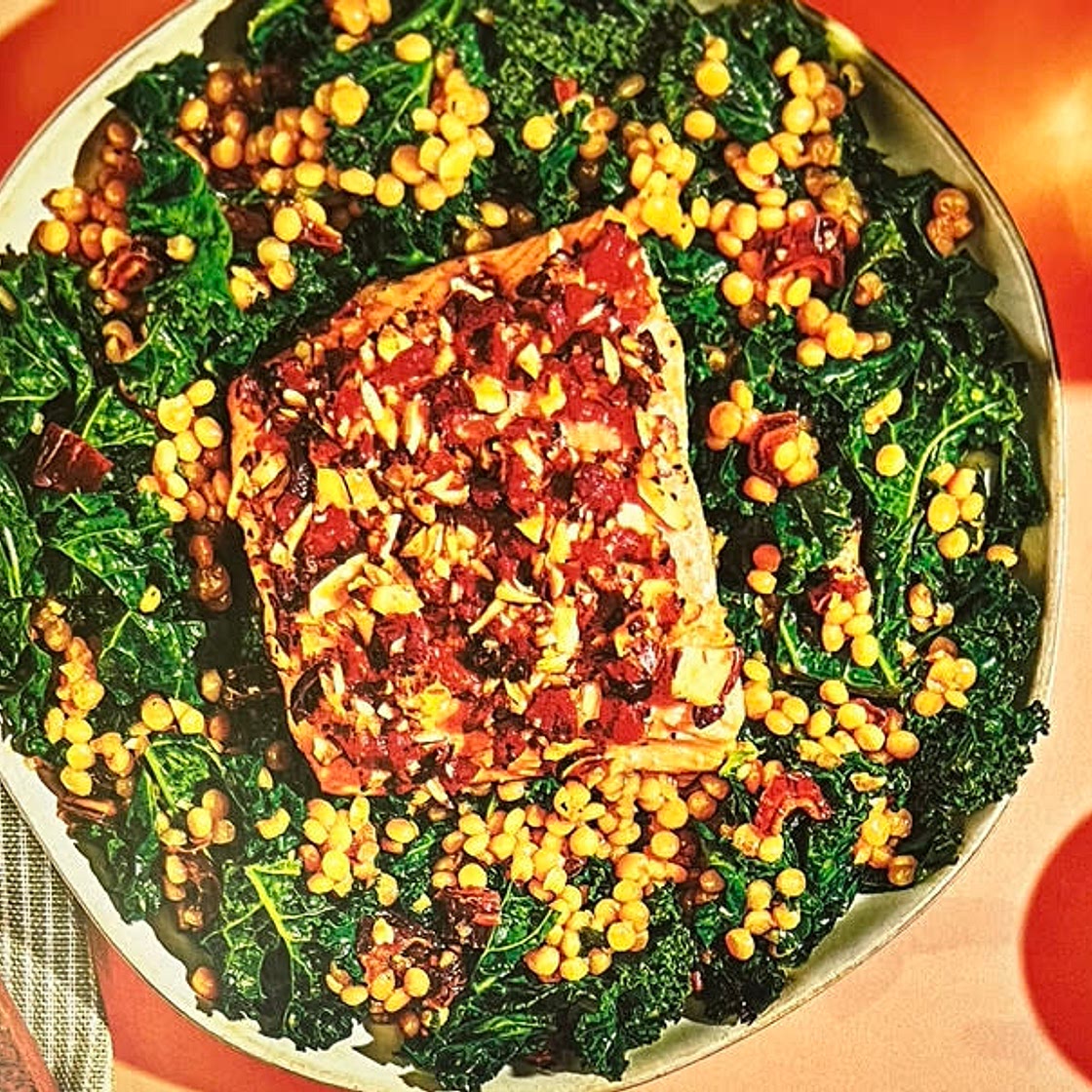 SALMON WITH RED PEPPERS & OLIVES