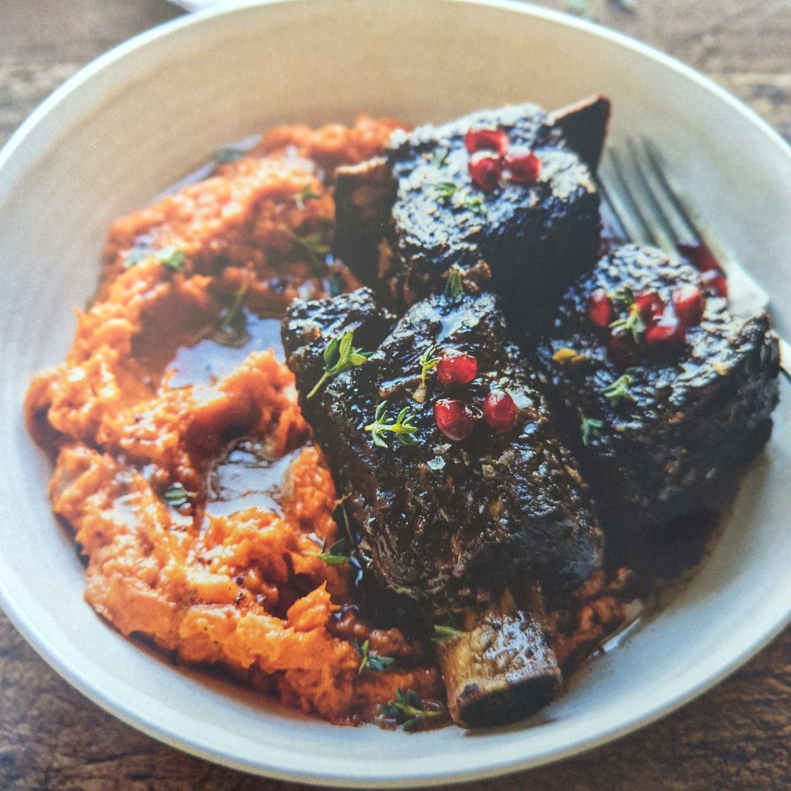 Pomegranate-Braised Short Ribs with Sweet Potato Mash