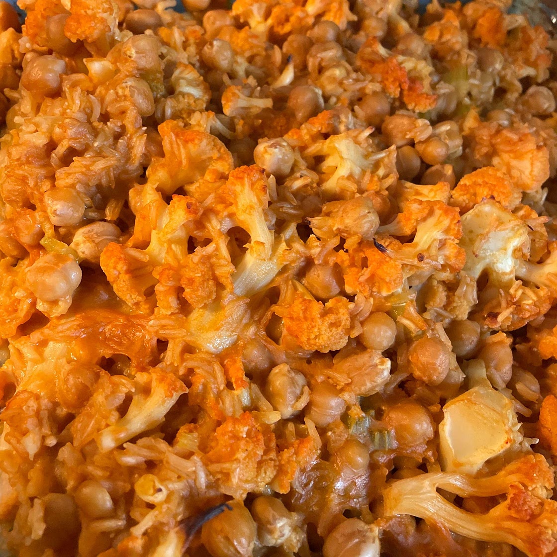 Buffalo Cauliflower Chickpea Casserole