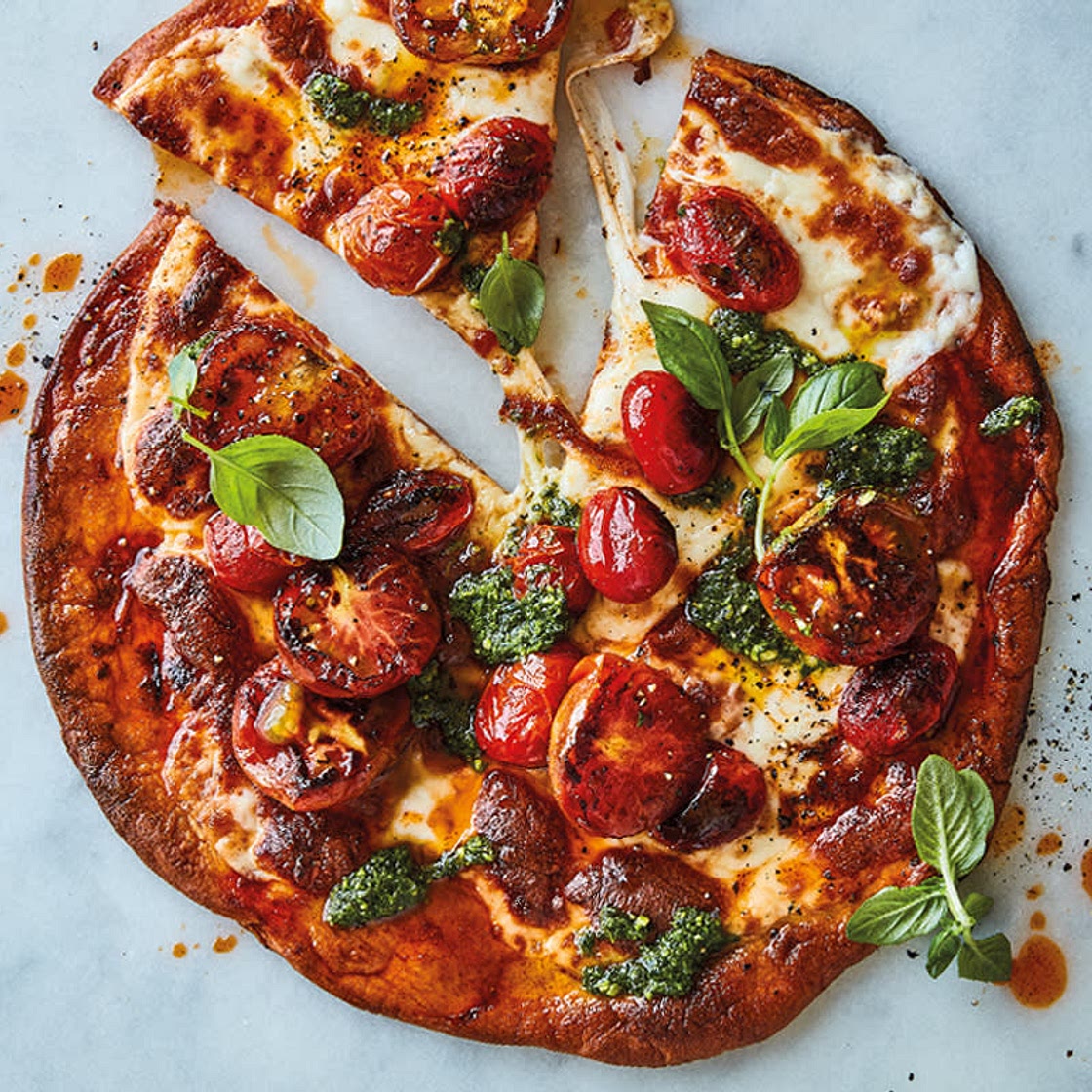 Bruschetta-Inspired Pizza with fresh Buratta