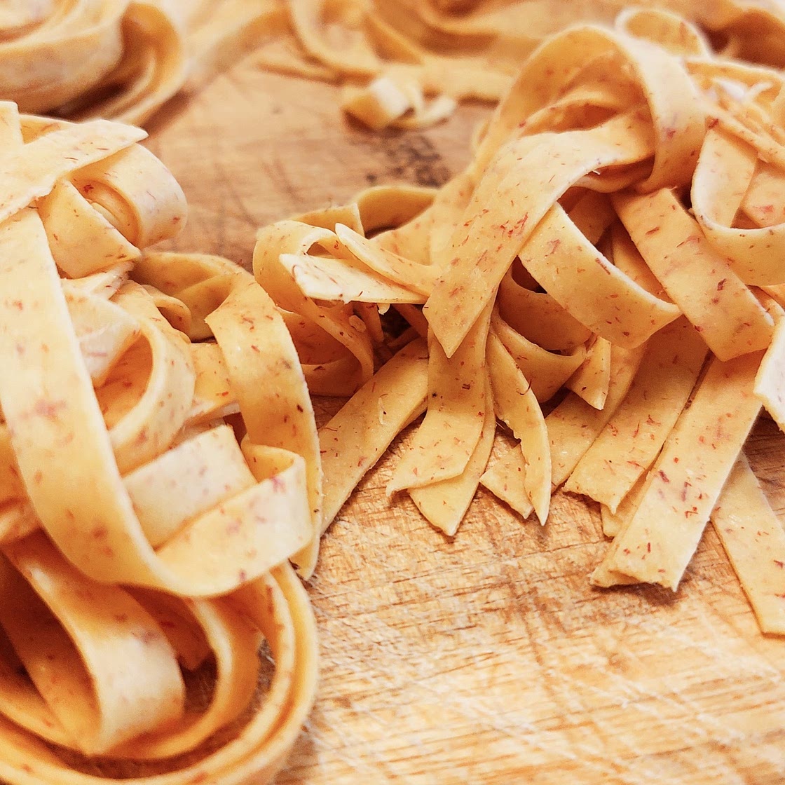 Handmade saffron tagliatelle