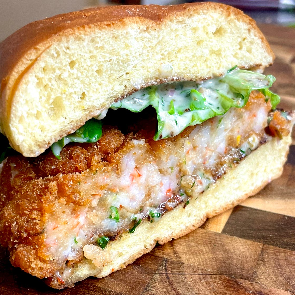 Shrimp Chip Crusted Shrimp Burger