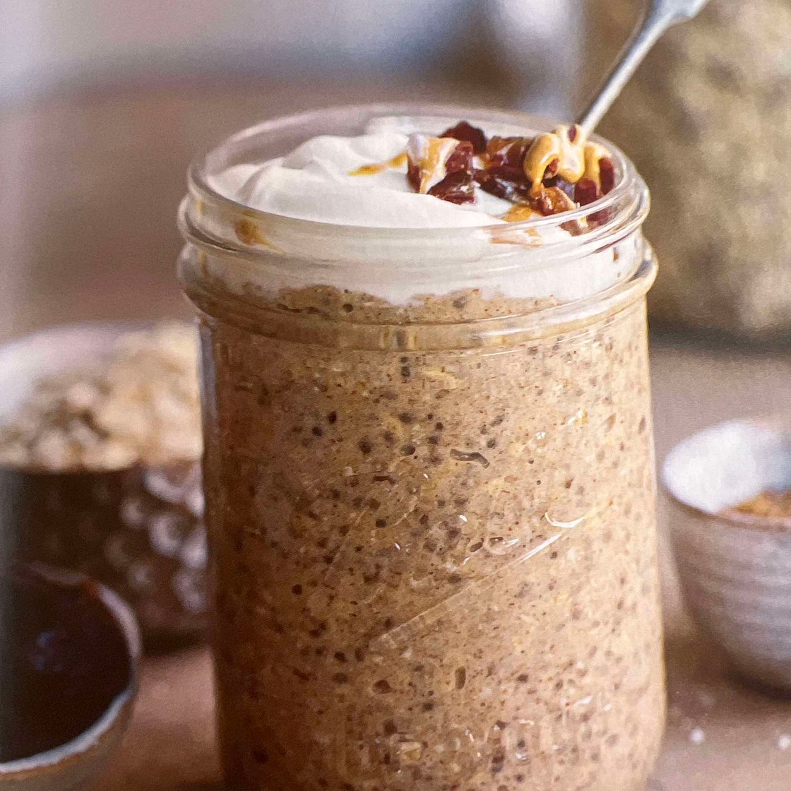 Bircher museli - almond butter & date
