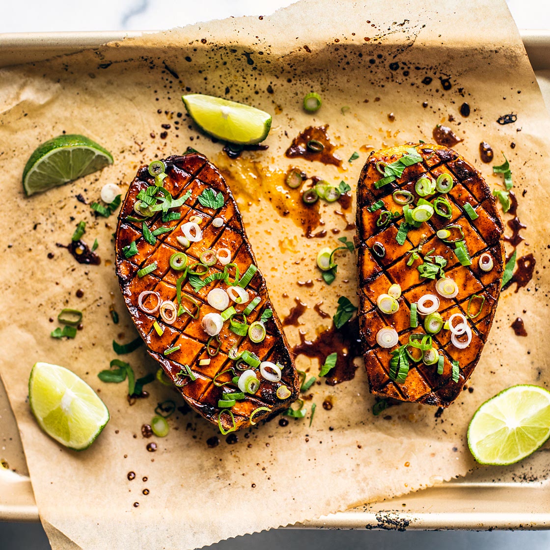 Chili + Honey Roasted Sweet Potatoes With Lime Juice