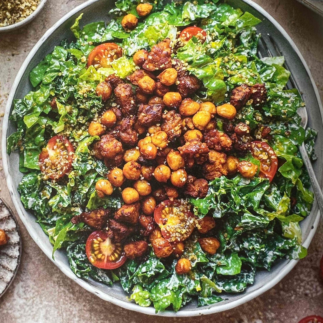 Crispy tempeh and kale Caesar bowl 