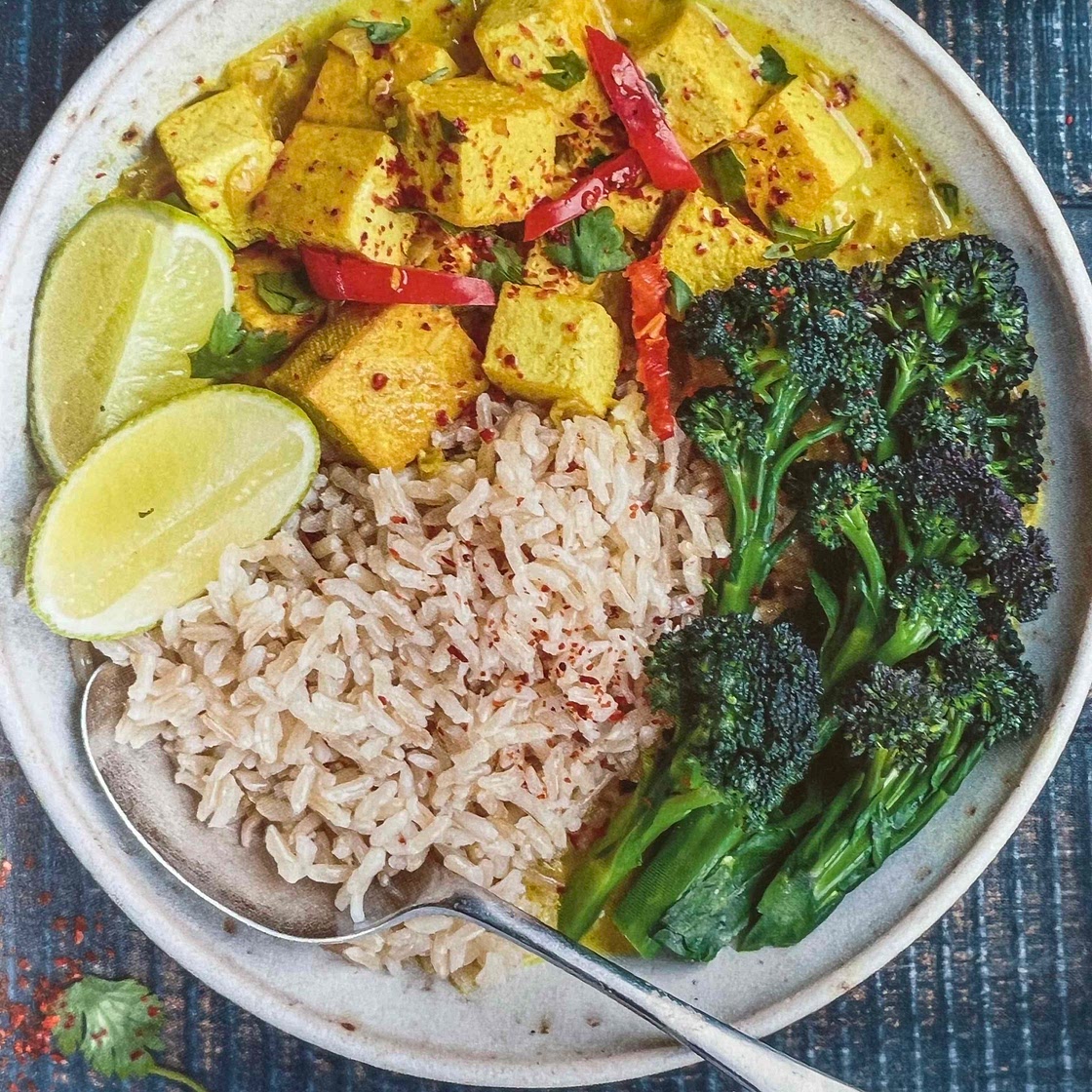 Golden tofu curry bowl