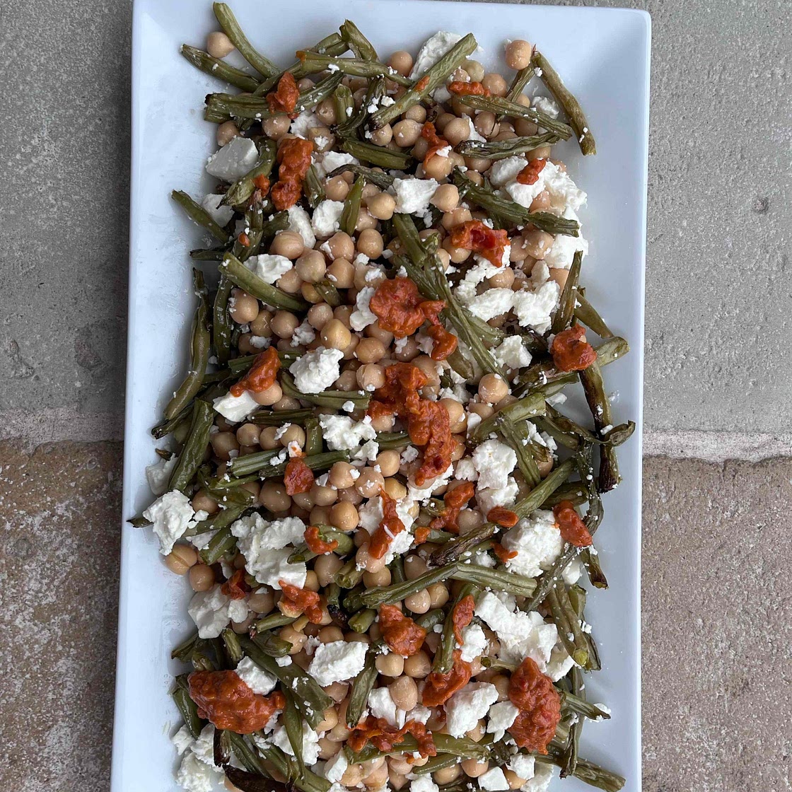 Bean, chickpea and feta salad