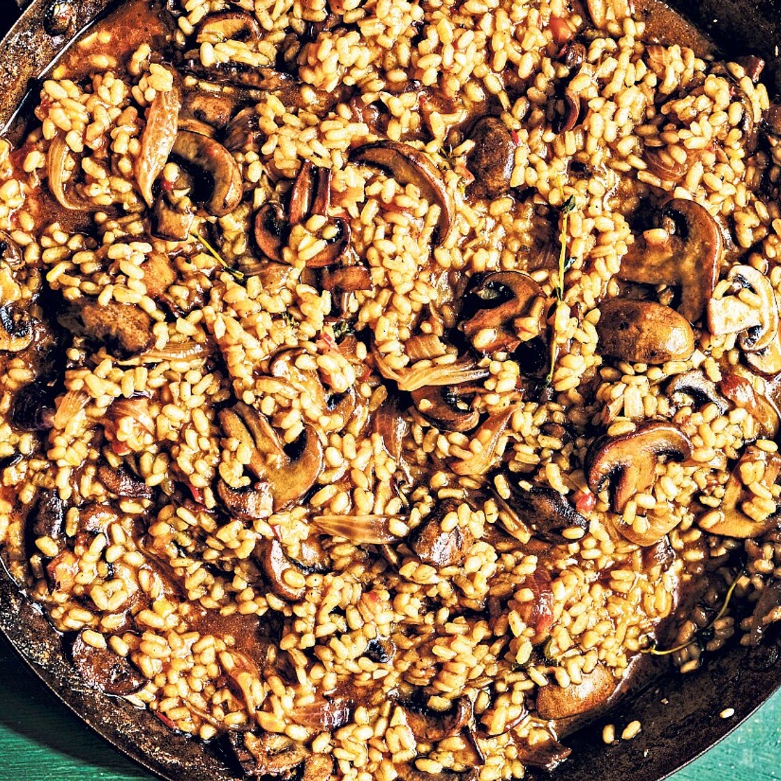 Creamy Spanish rice with mushrooms recipe