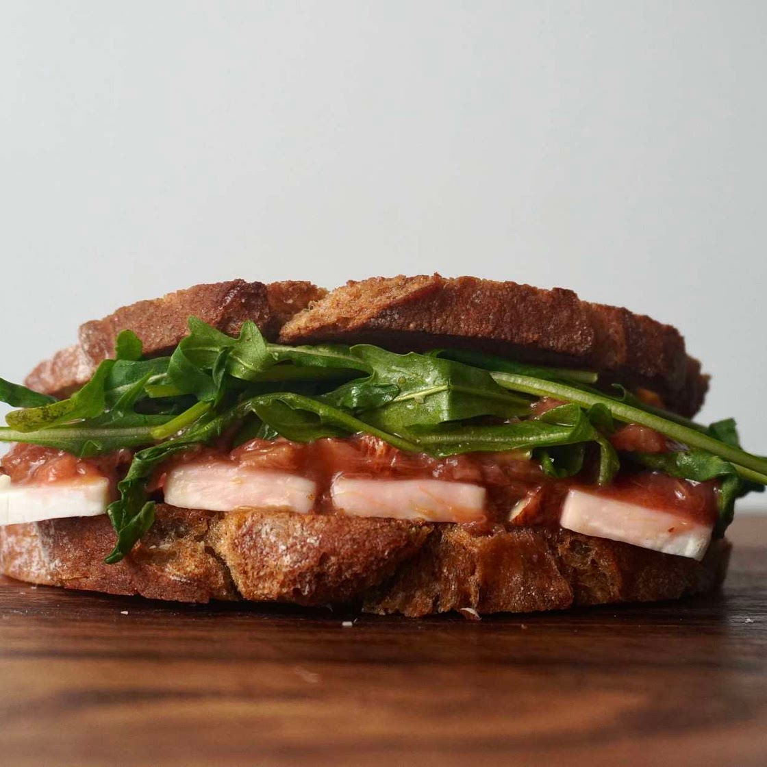 Rhubarb goat cheese sandwich