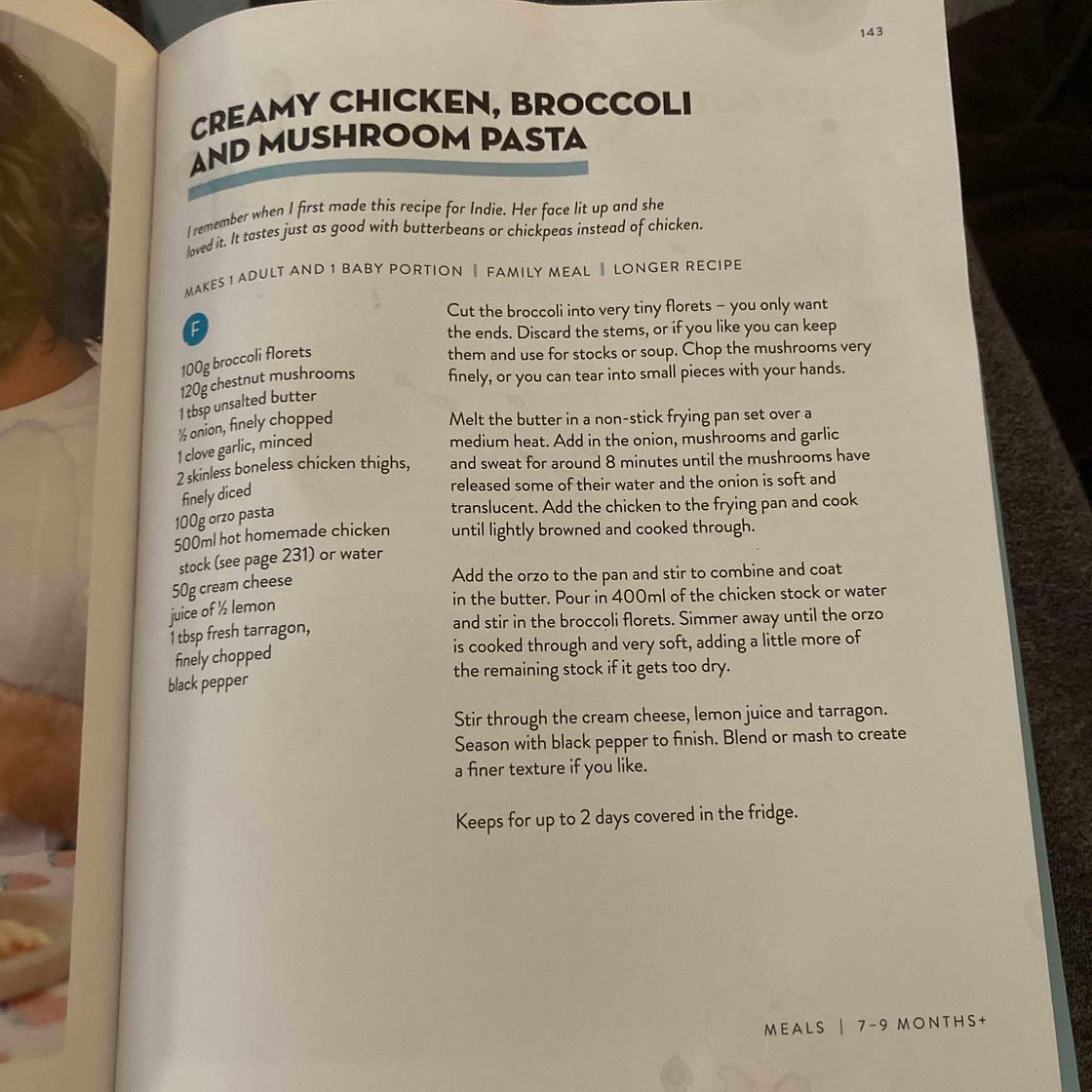 Creamy chicken broccoli and mushroom orzo