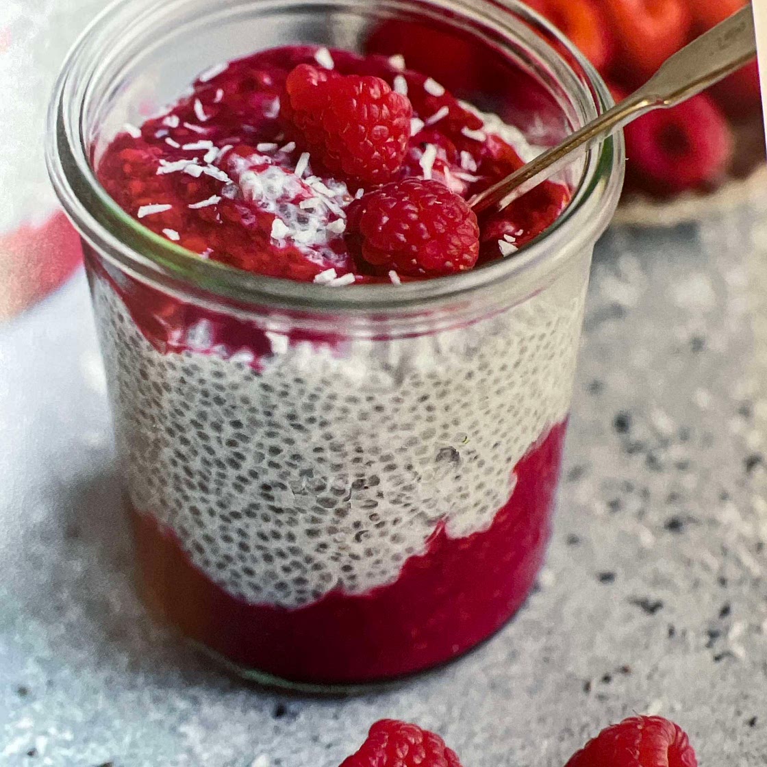 Coconut & vanilla chia pudding with Berry Compote
