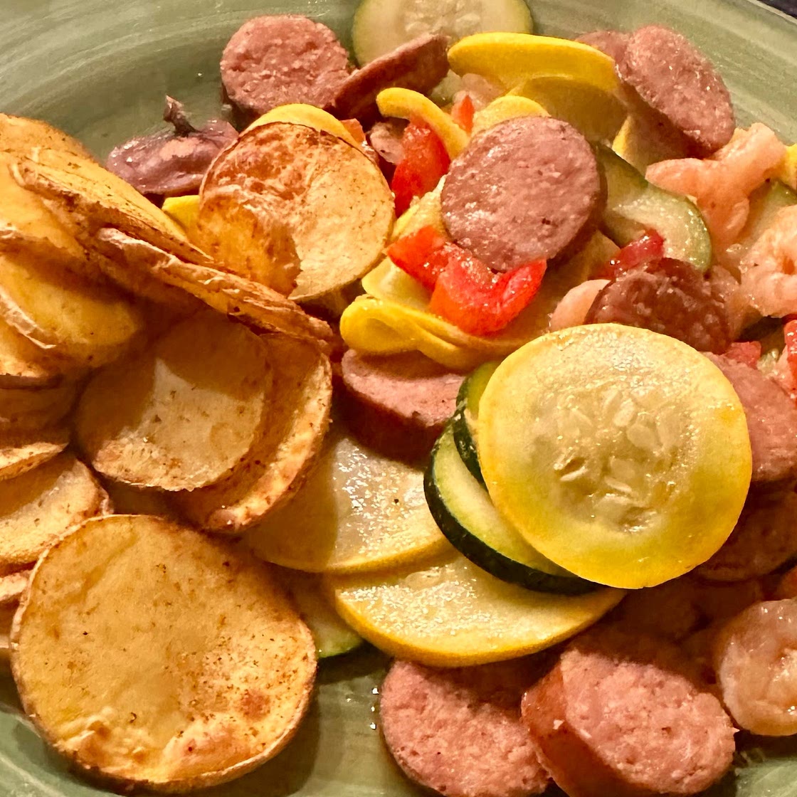 Cajun Shrimp and Sausage Vegetable Skillet