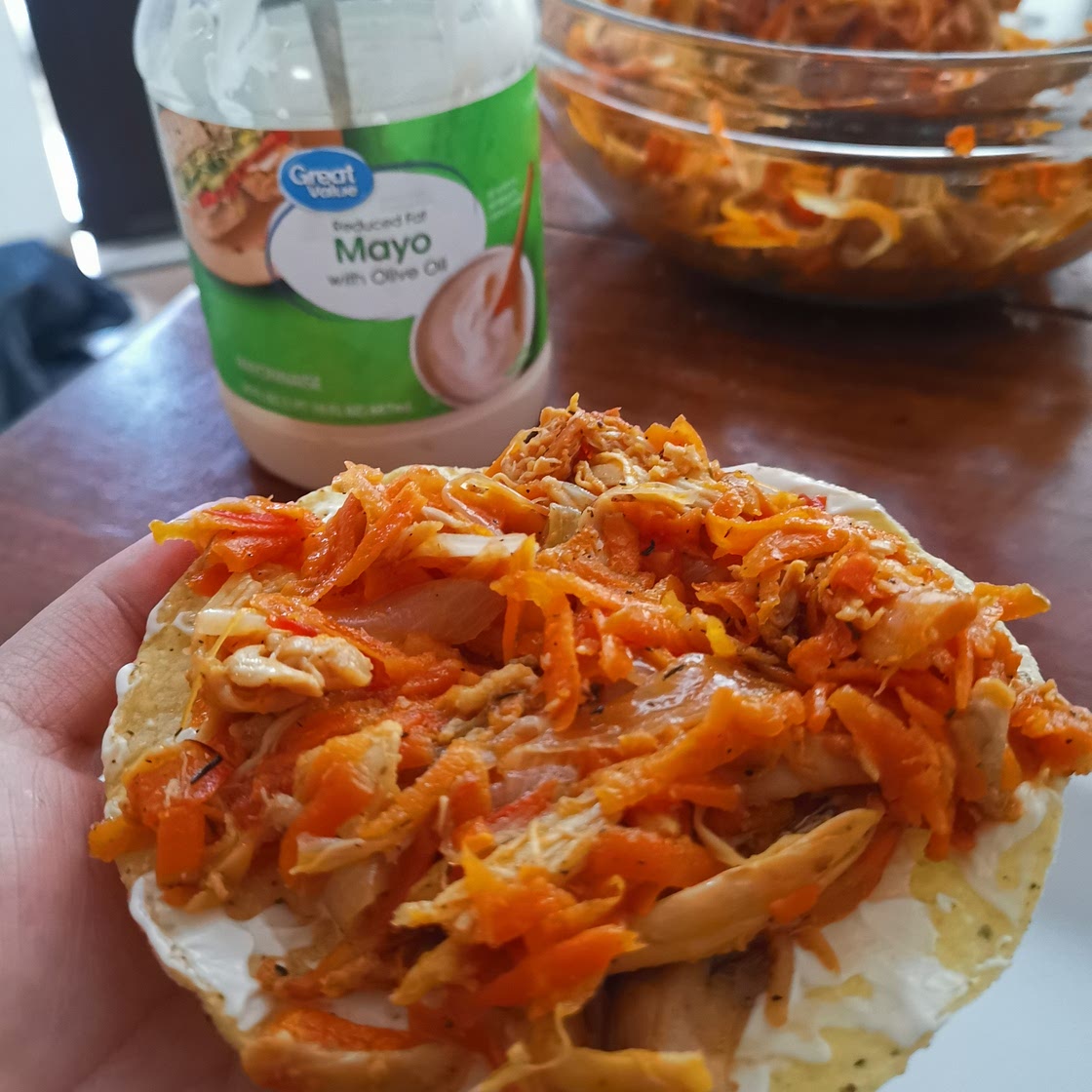 Tostadas de zanahoria y pollo