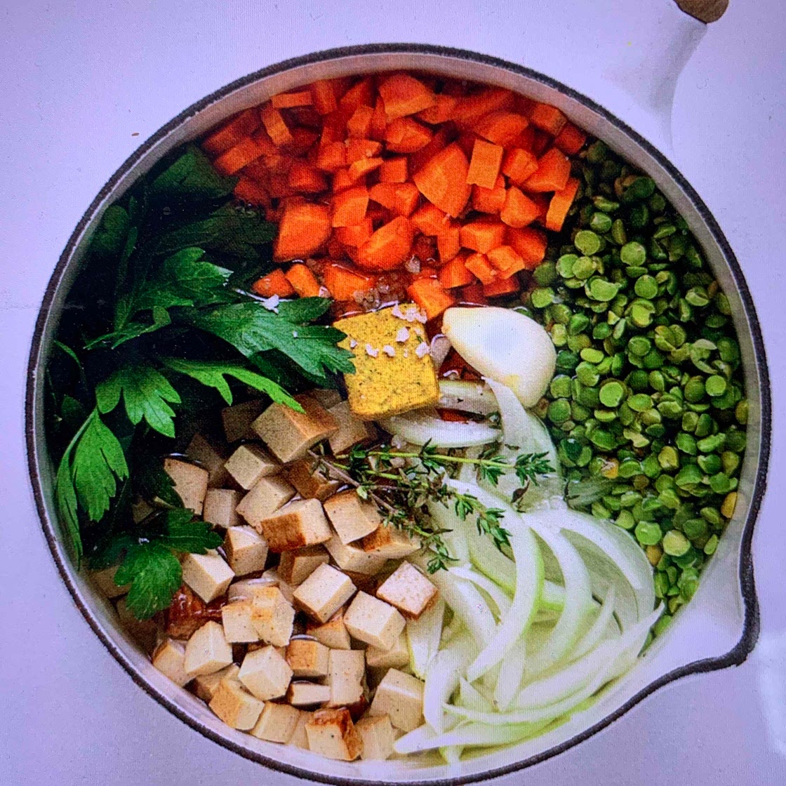 Mijoté pois cassés et tofu fumé