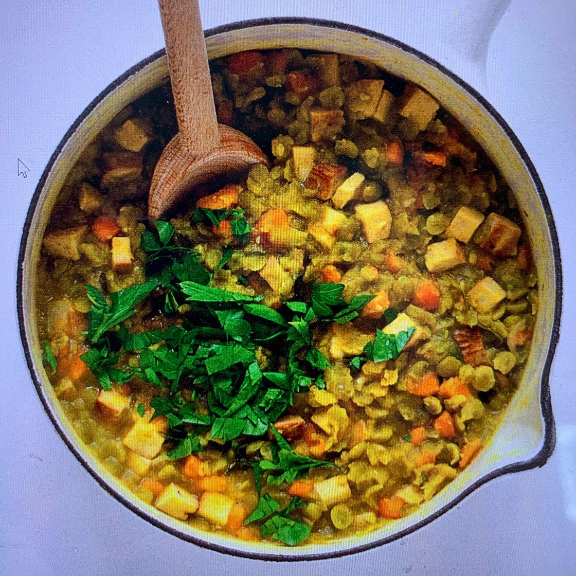 Mijoté pois cassés et tofu fumé