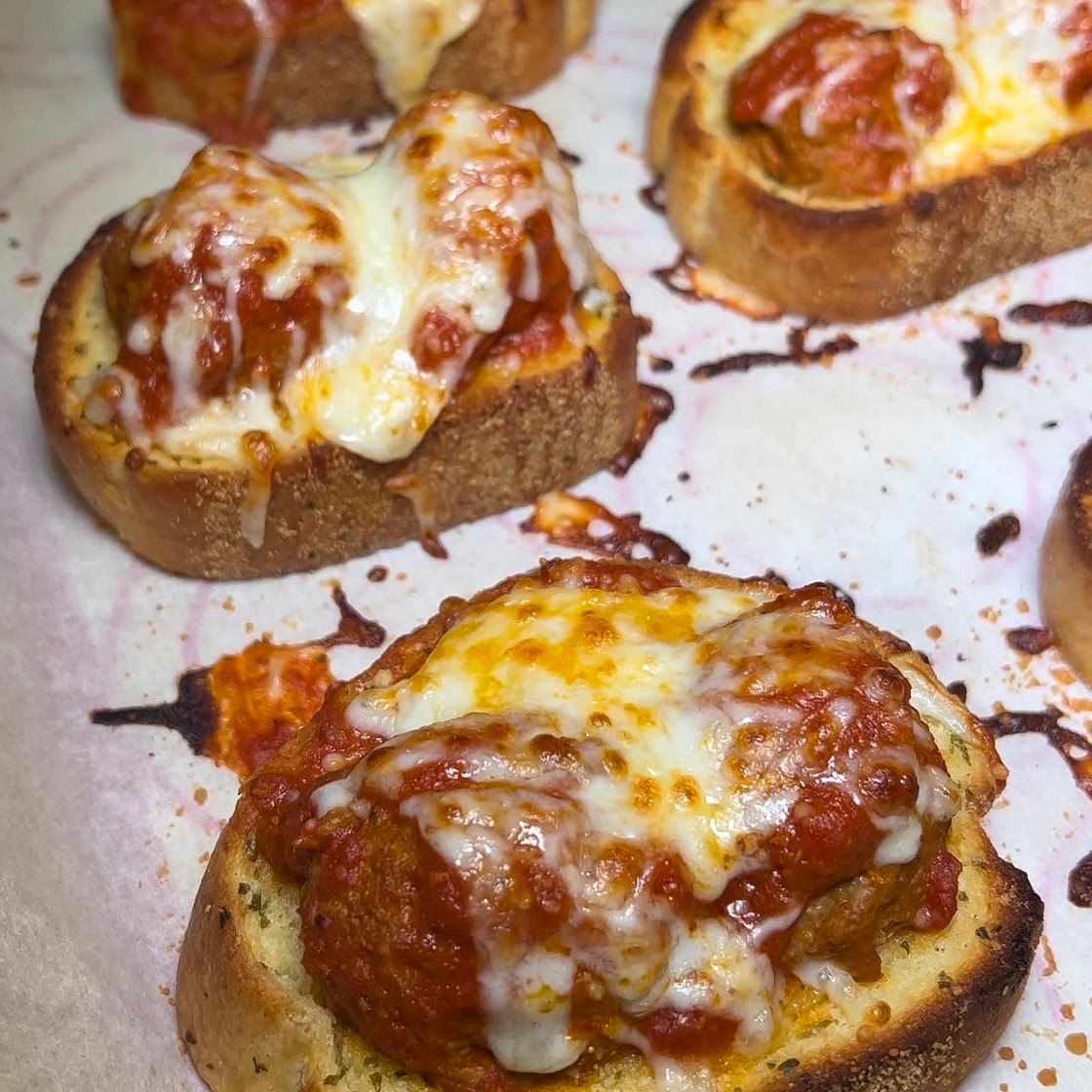 Open-Faced Meatball Toasts 