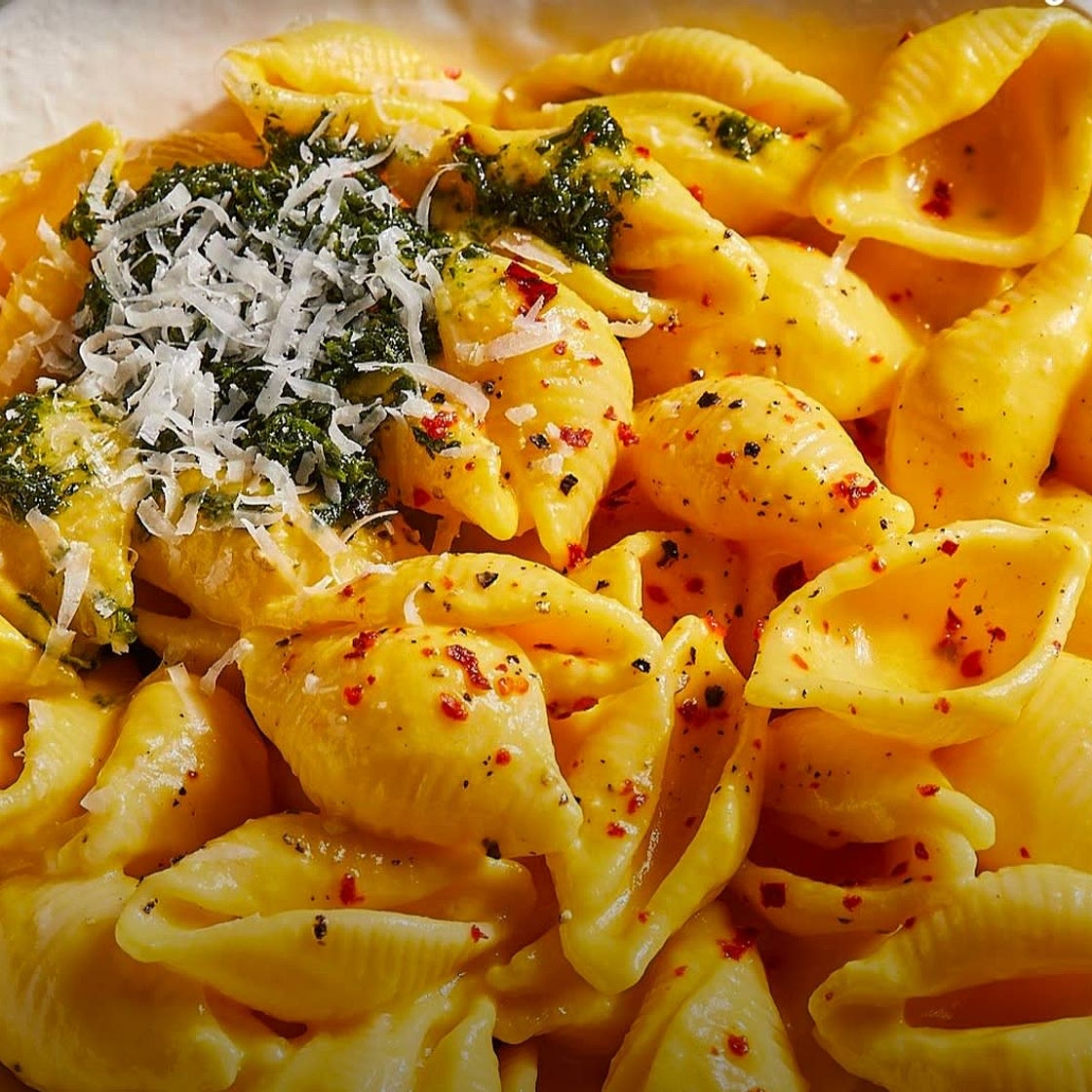 Creamy pasta with carrot sauce