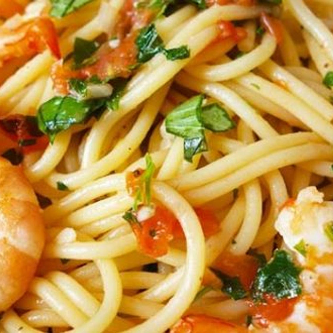 Spaghettis crevettes à l’ail