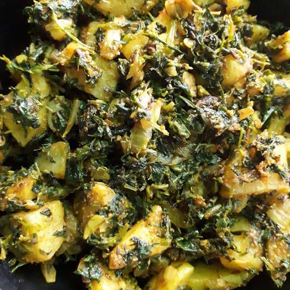 Easy Methi Aloo/ Sauteed Potato & fenugreek leaves