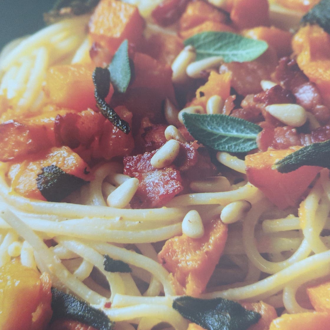 Spaghetti with Roasted Pumpkin, Pancetta and Sage