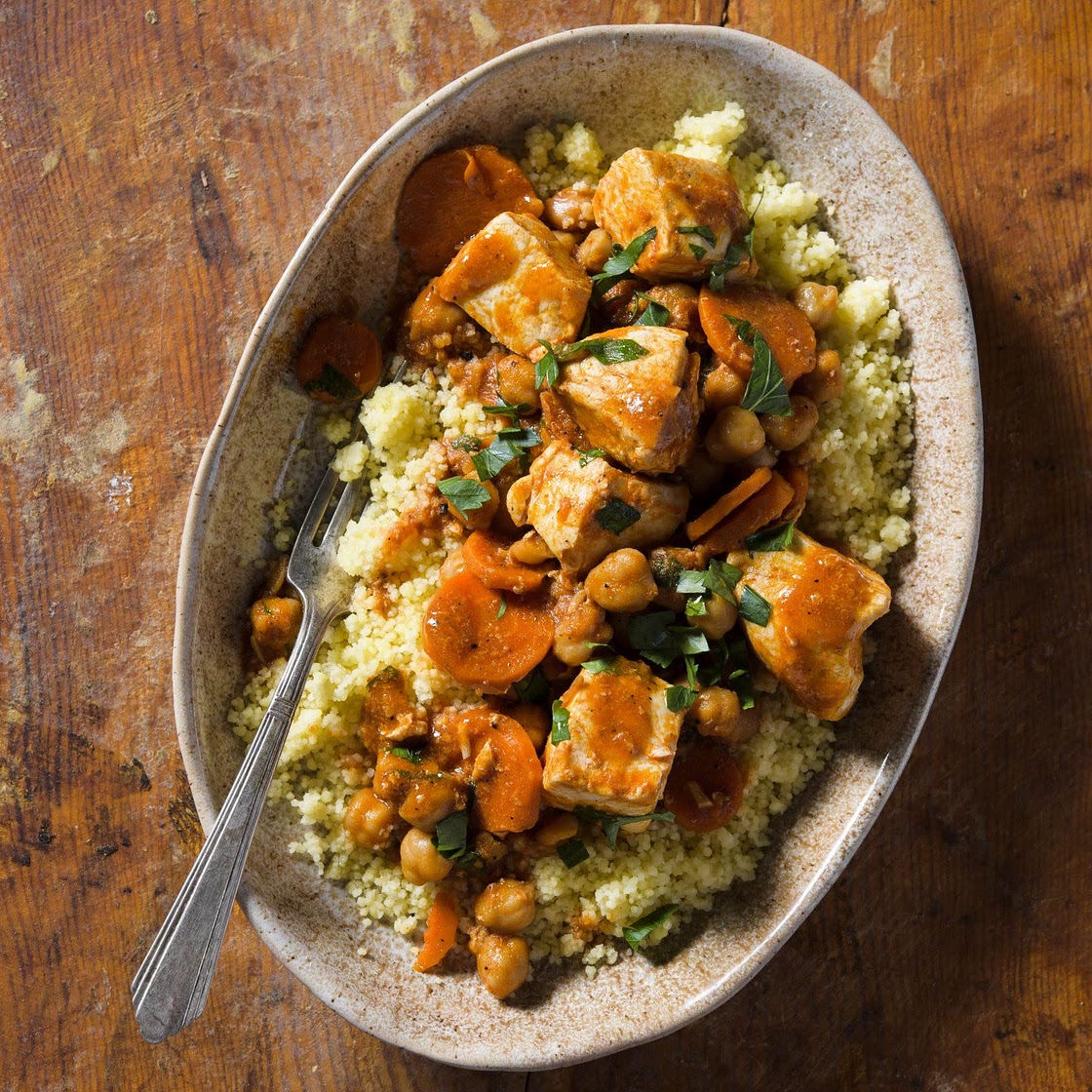 Moroccan Spiced Fish w/ Chickpeas