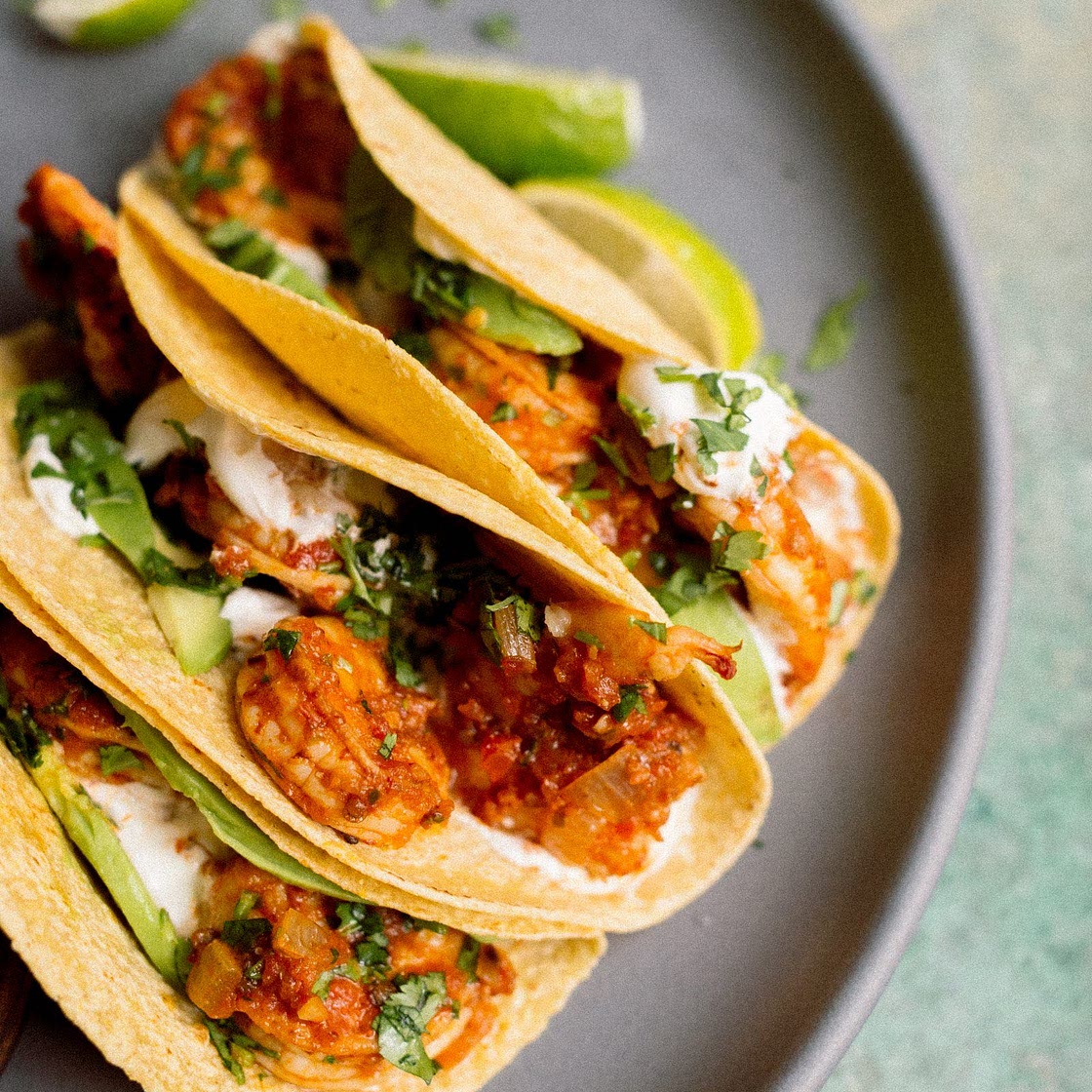 Shrimp Tacos w/ Chipotle Sauce
