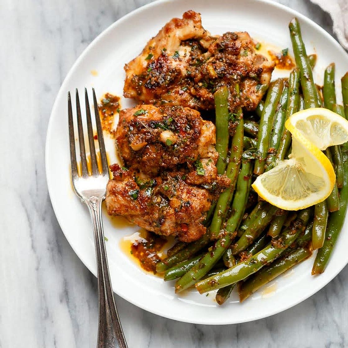 Garlic lemon Chicken and Greenbeans