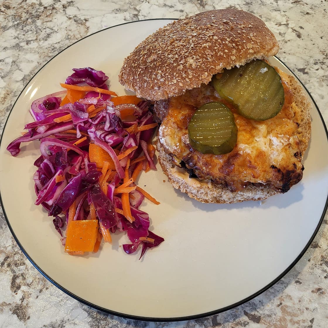 Air Fryer Chicken Sandwich with Sriracha Mayo