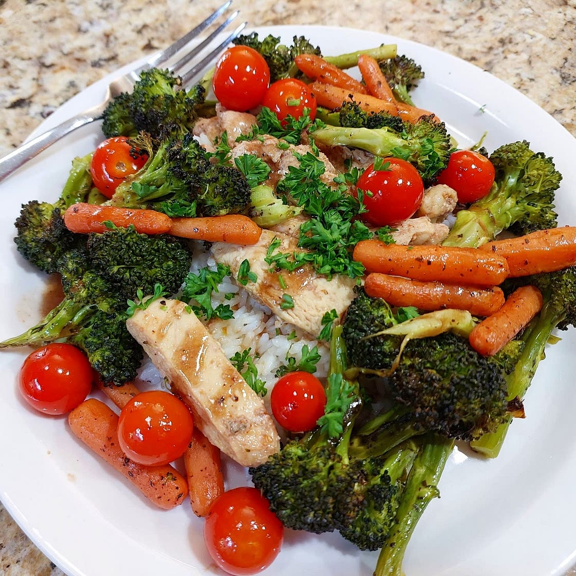 One Pan Balsamic Chicken and Veggies