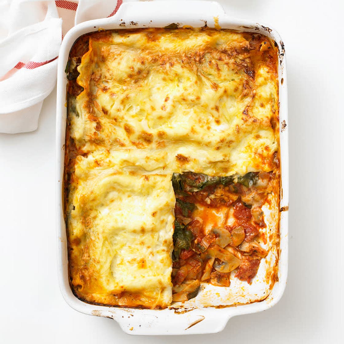 Spinach, Mushroom and Onion Lasagne