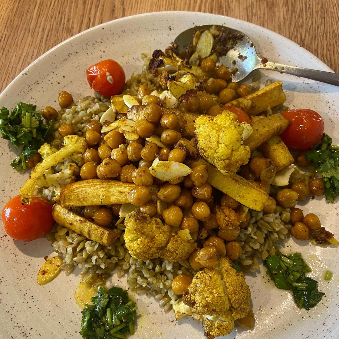 Turmeric Roasted Cauliflower & Black Rice Salad