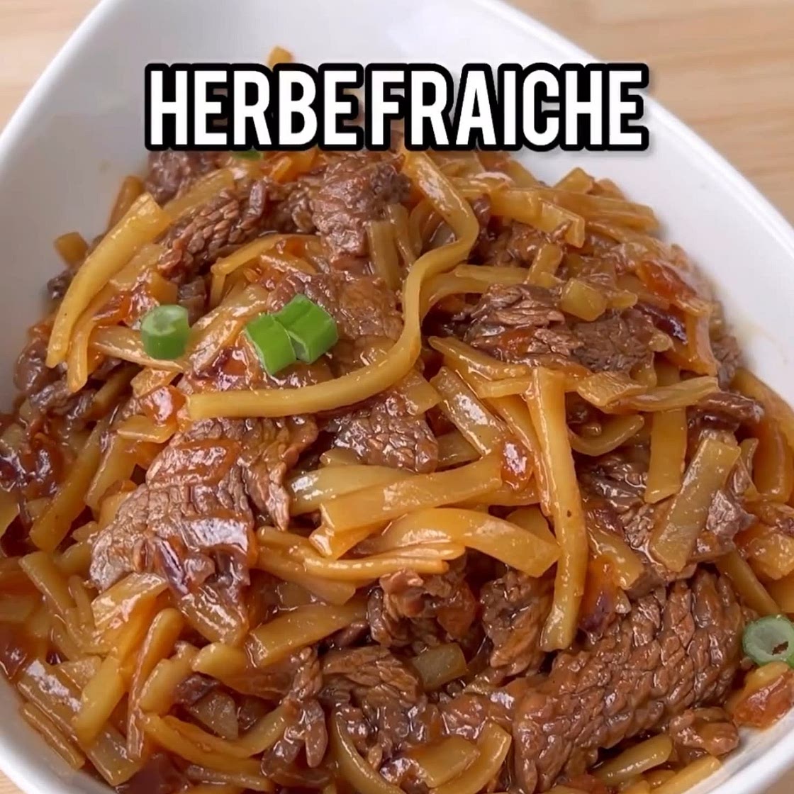 Boeuf soja miel aux nouilles