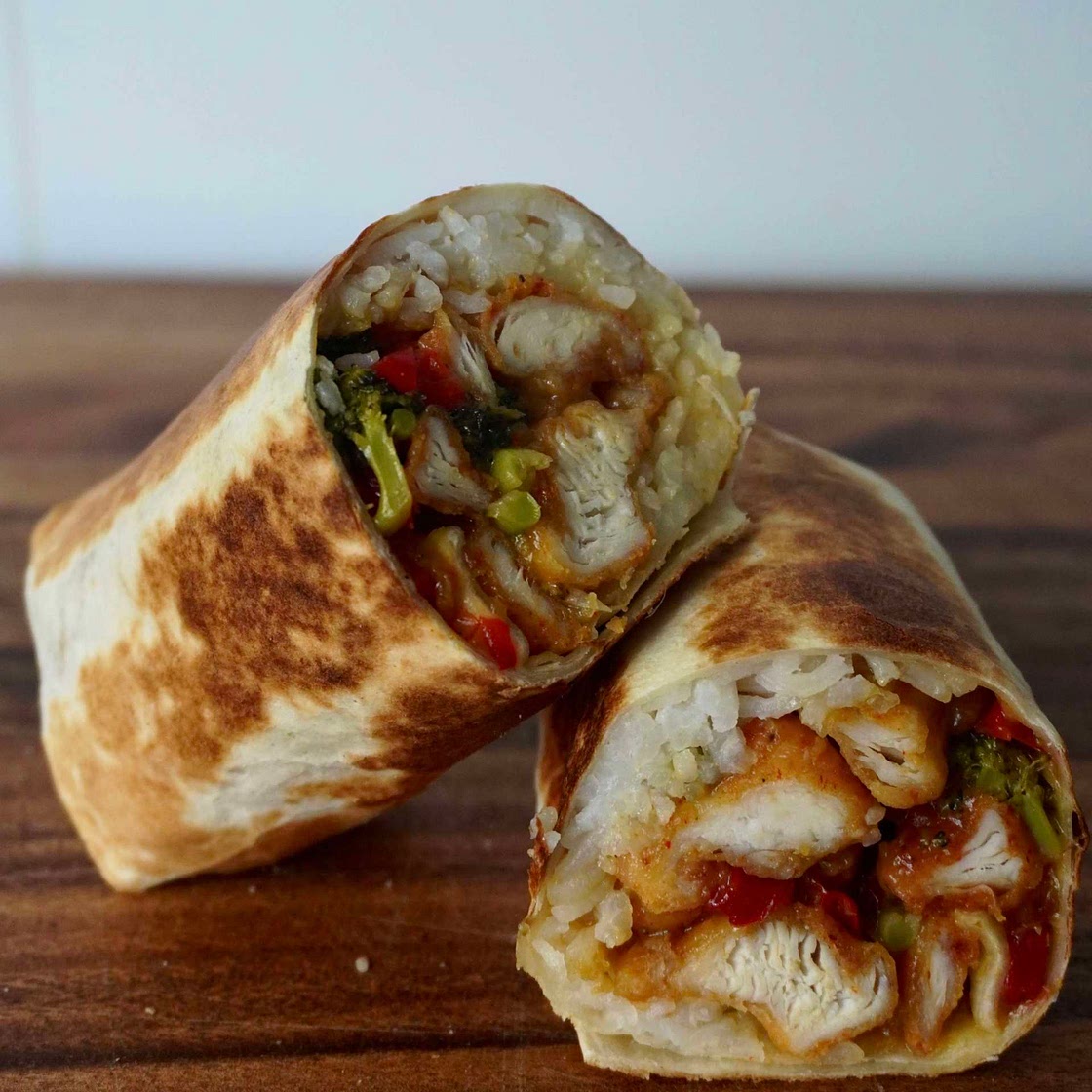 Orange chicken burrito