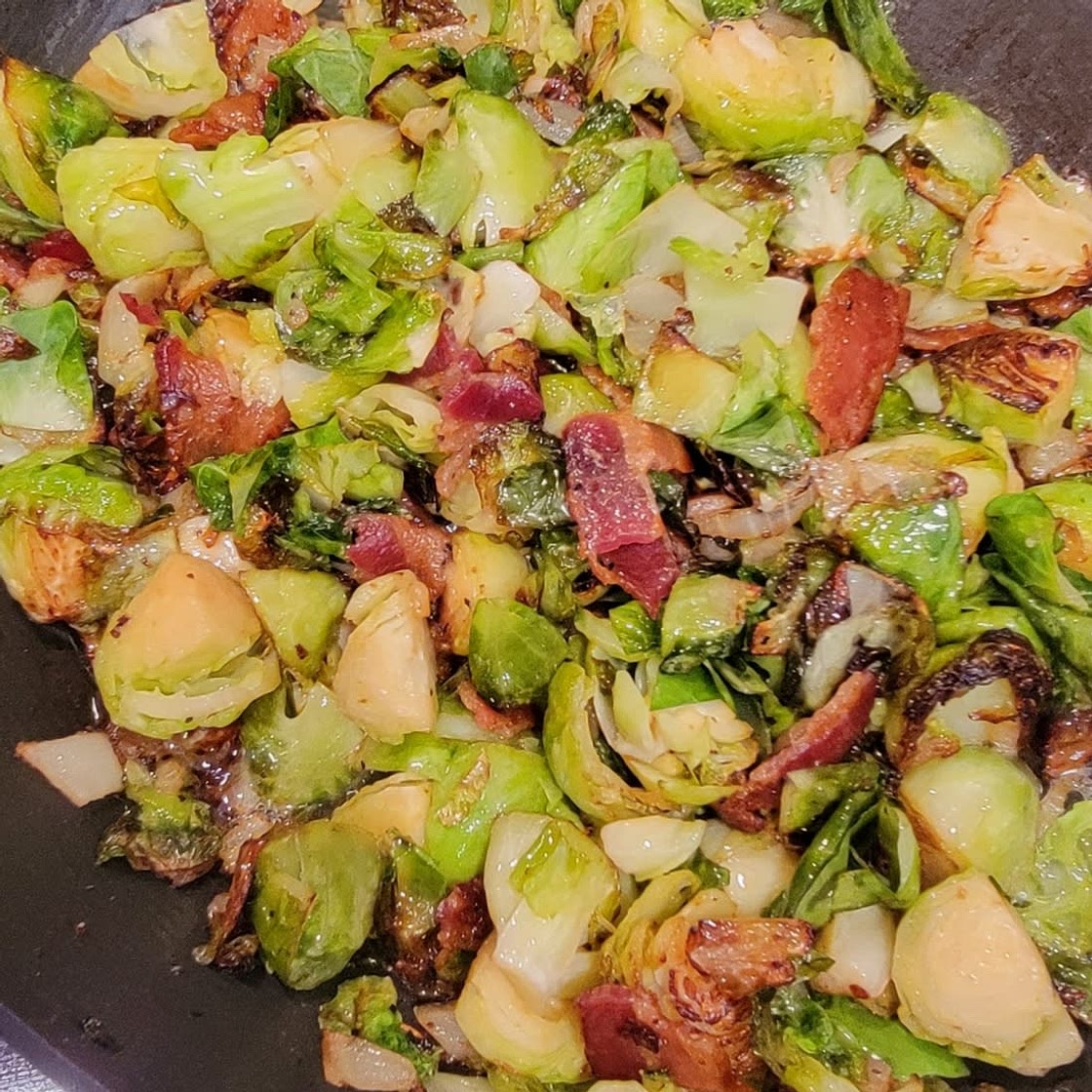 Pan Roasted Brussels Sprouts with Bacon