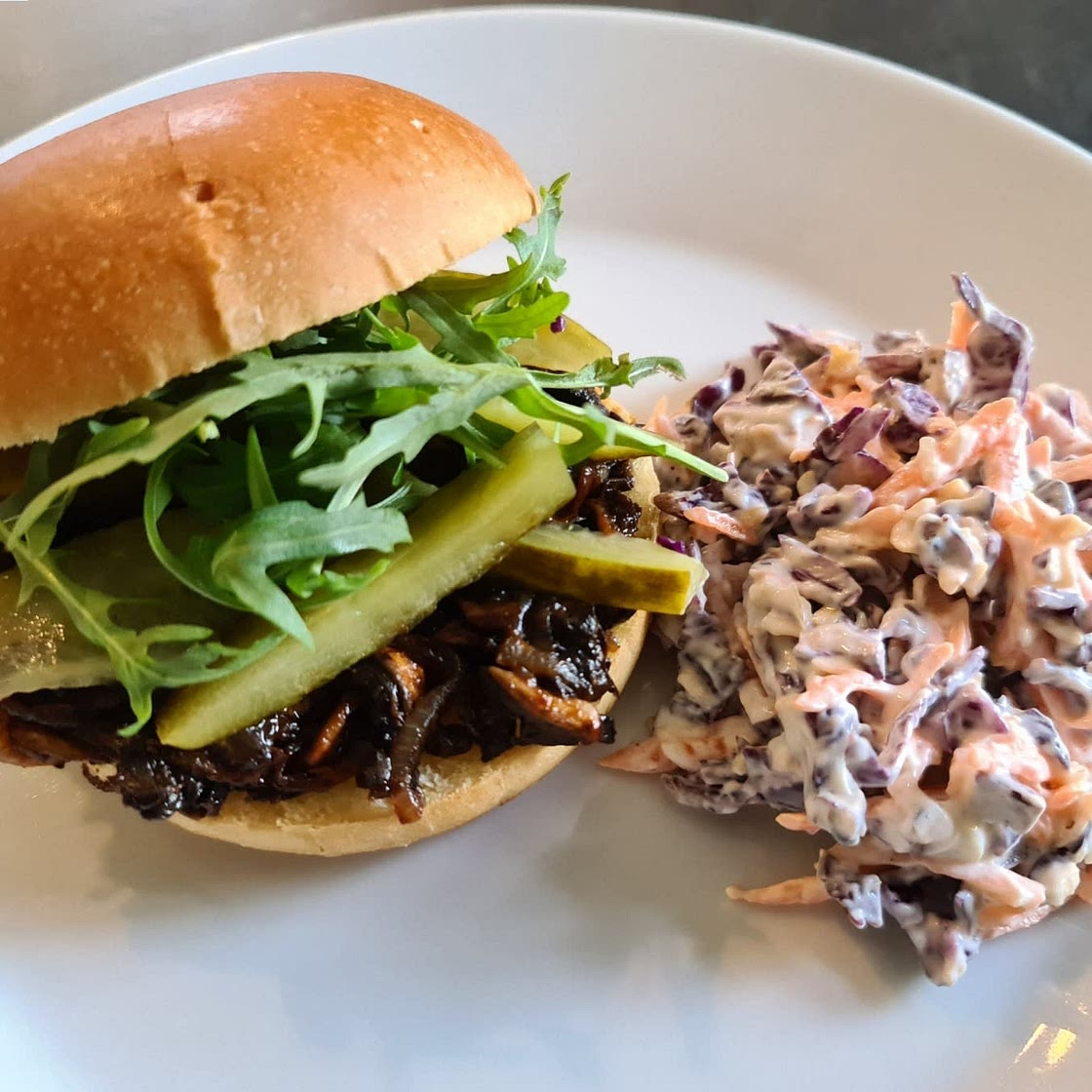 Pulled Shiitake Mushroom BBQ Sandwich