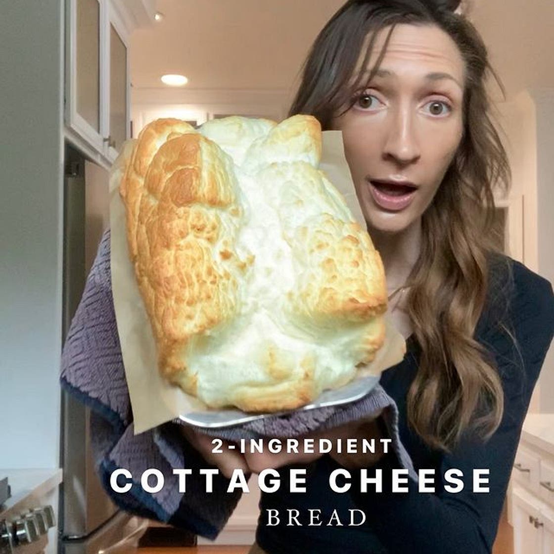 2-ingredient COTTAGE CHEESE BREAD! Follow for more IBS and candi