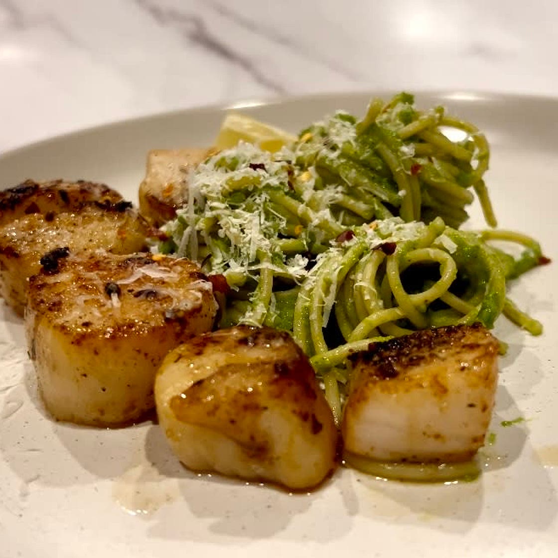 Healthy Pasta Sauce with Pan Seared Scallops