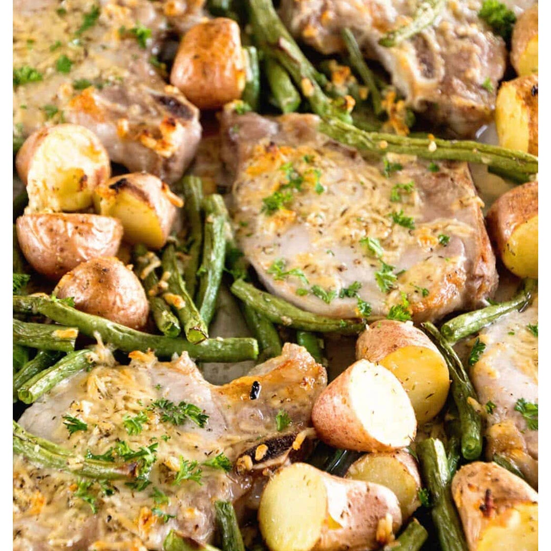 Sheet Pan Parmesan Pork Chops And Vegetables
