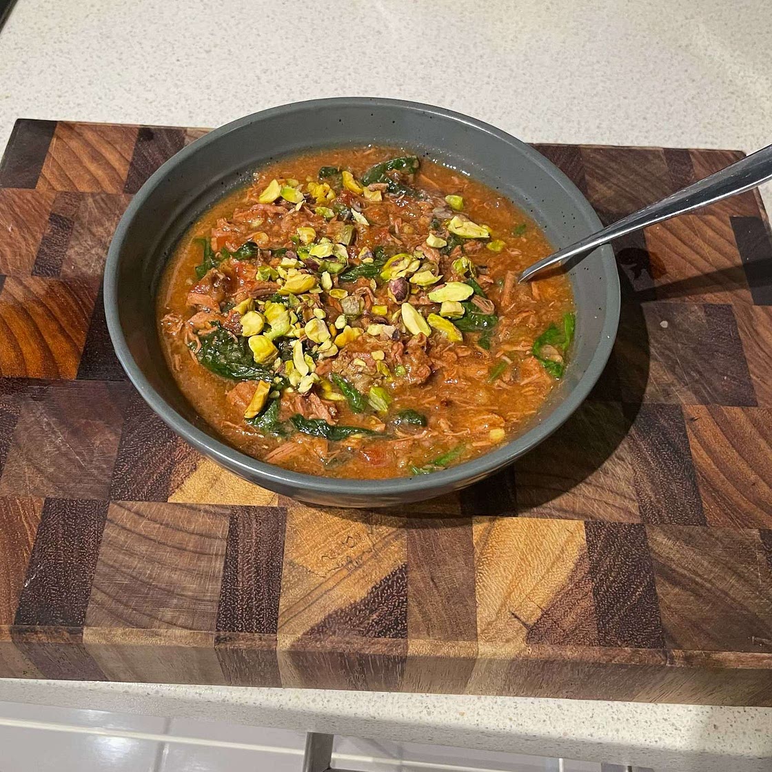 Beef, date and spinach tagine